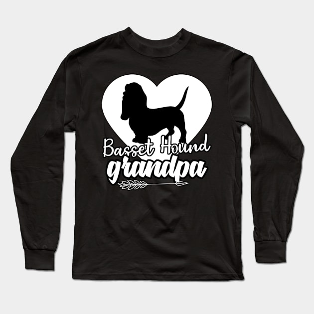Proud Basset Hound Grandpa Heart Arrow Father's Day Long Sleeve T-Shirt by KittleAmandass